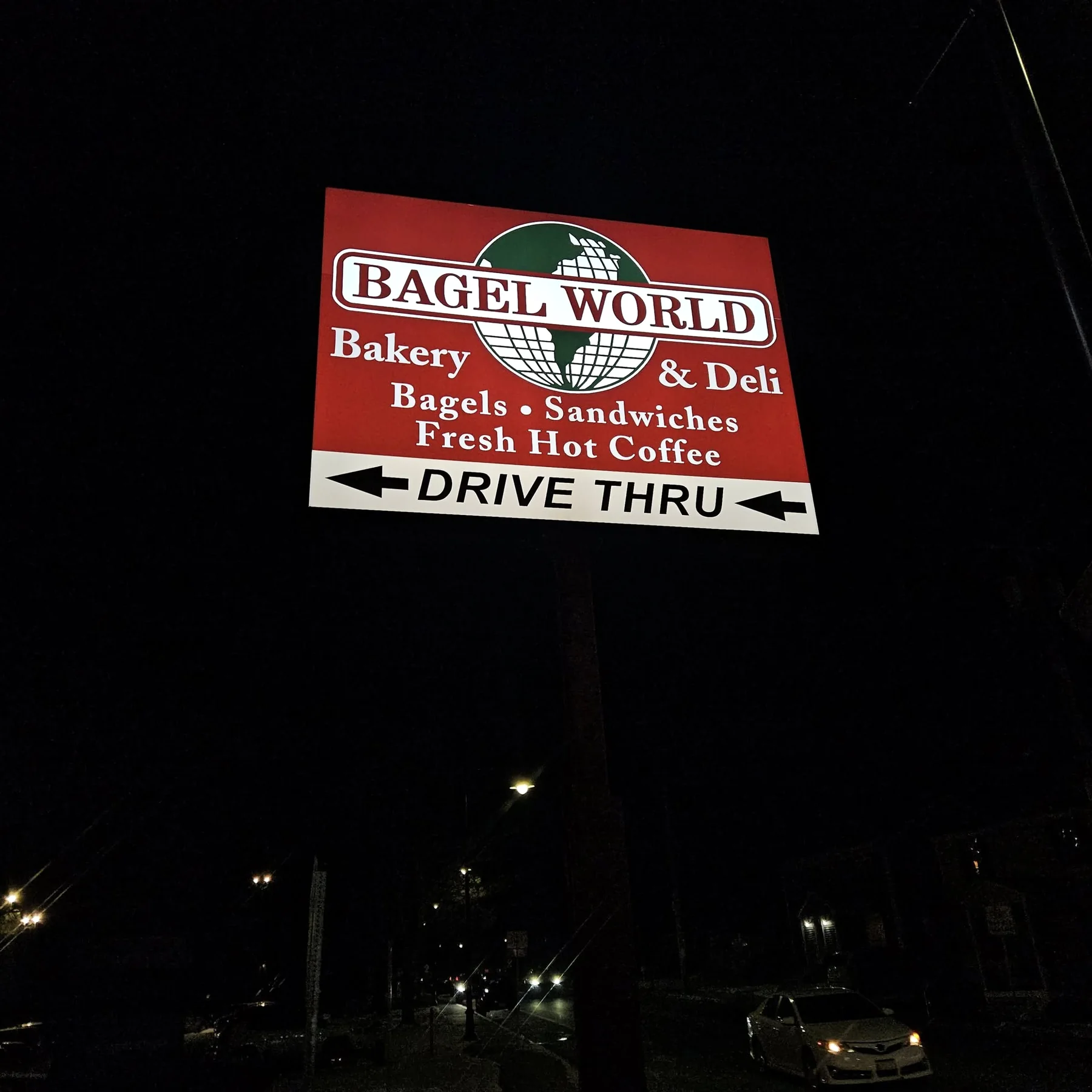 Bagel World - Illuminated Roadside Sign