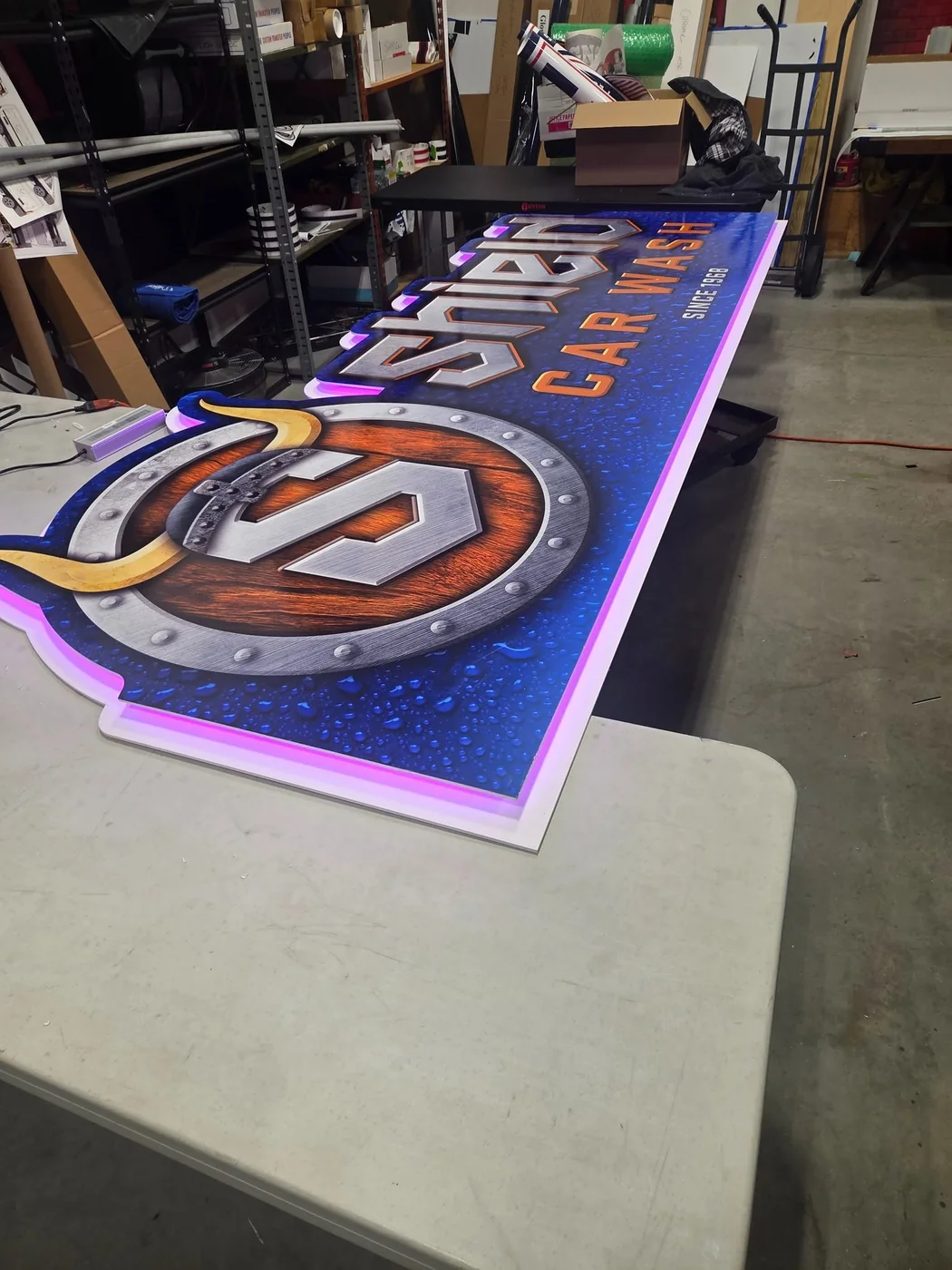 Viking Car Wash - Custom Illuminated Sign Fabrication